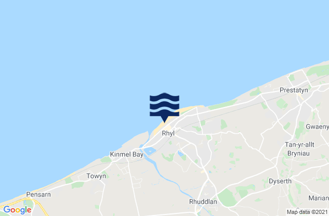 Rhyl, United Kingdomの潮見表地図