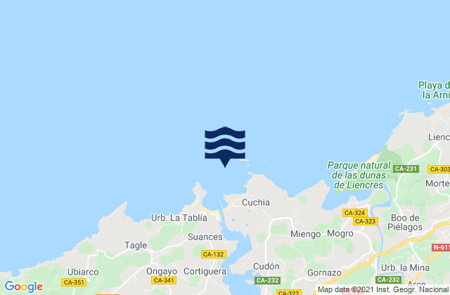 Ria de Suances, Spainの潮見表地図