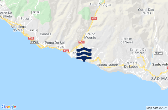 Ribeira Brava, Portugalの潮見表地図