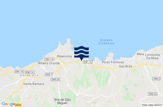 Ribeira Grande, Portugalの潮見表地図