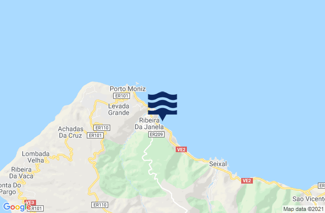 Ribeira da Janela, Portugalの潮見表地図