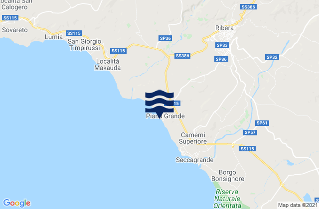 Ribera, Italyの潮見表地図