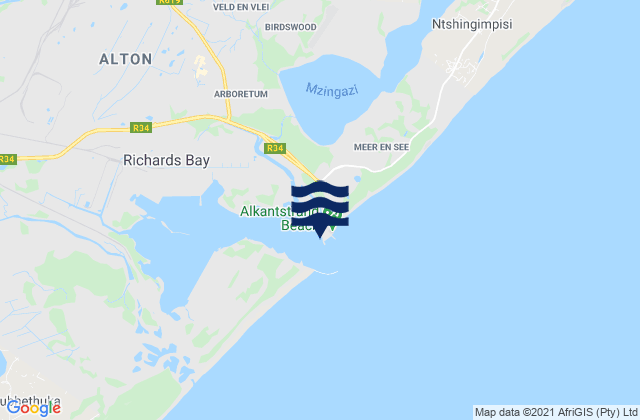 Richards Bay (Outside), South Africaの潮見表地図