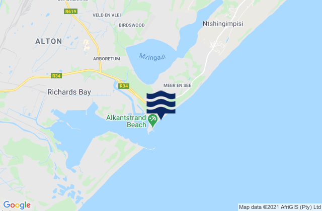 Richards Bay South Pier, South Africaの潮見表地図