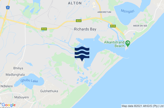 Richards Bay, South Africaの潮見表地図