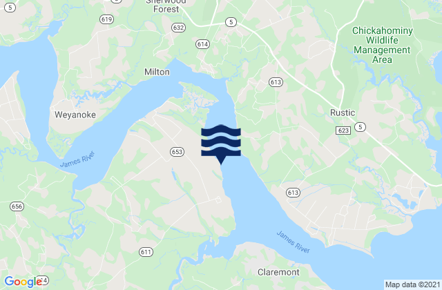 Richmond River Locks (James River), United Statesの潮見表地図