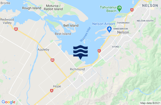 Richmond, New Zealandの潮見表地図