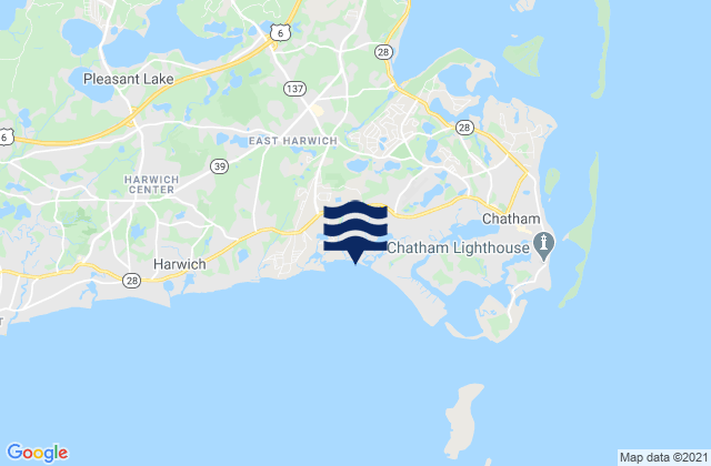 Ridgevale Beach Chatham, United Statesの潮見表地図
