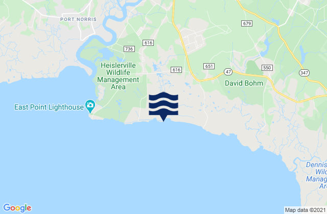 Riggins Ditch (Heislerville), United Statesの潮見表地図