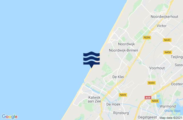 Rijnsburg, Netherlandsの潮見表地図