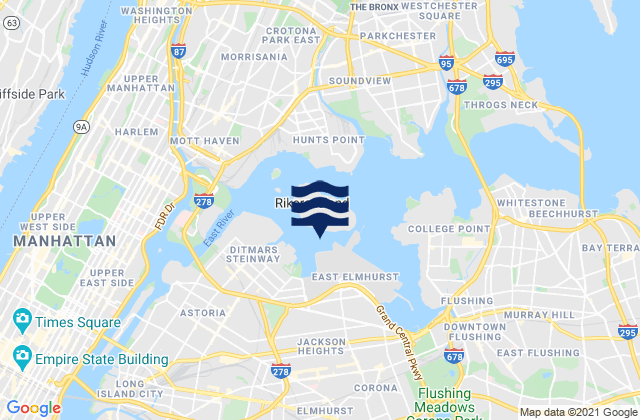Rikers I. chan. off La Guardia Field, United Statesの潮見表地図