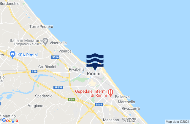 Rimini, Italyの潮見表地図