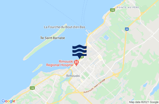 Rimouski, Canadaの潮見表地図