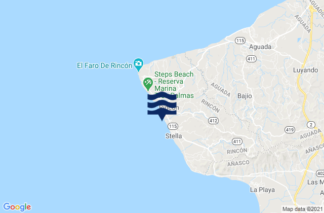 Rincón Municipio, Puerto Ricoの潮見表地図