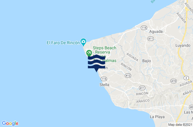 Rincón, Puerto Ricoの潮見表地図