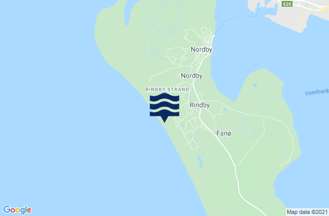 Rindby Strand, Denmarkの潮見表地図