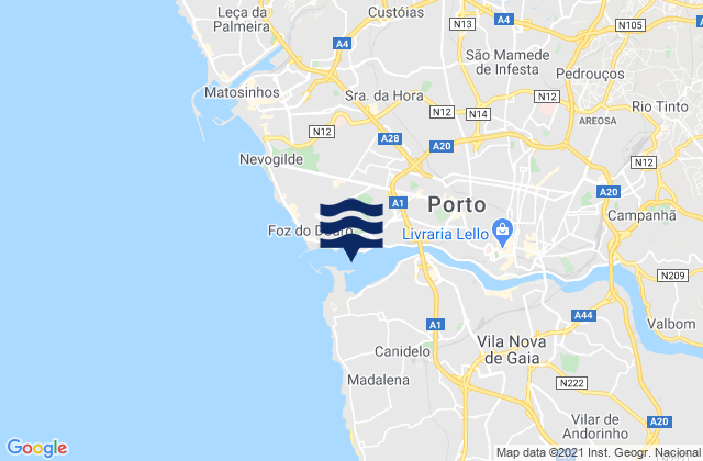 Rio Douro Entrance, Portugalの潮見表地図