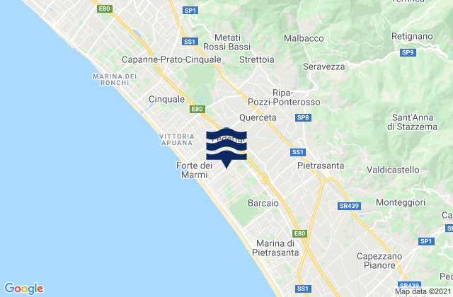 Ripa-Pozzi-Querceta-Ponterosso, Italyの潮見表地図