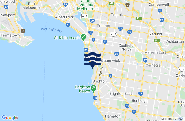 Ripponlea, Australiaの潮見表地図