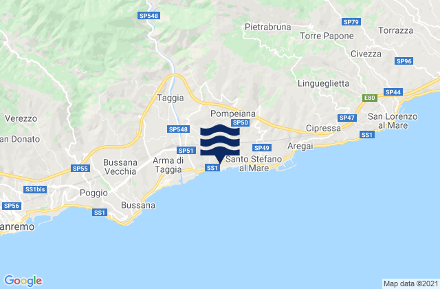 Riva Ligure, Italyの潮見表地図