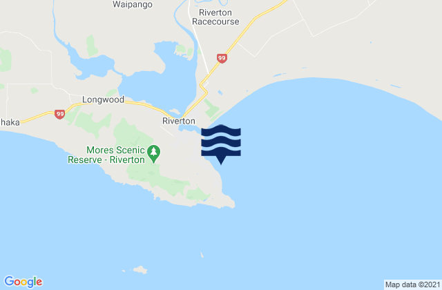 Riverton Rocks, New Zealandの潮見表地図