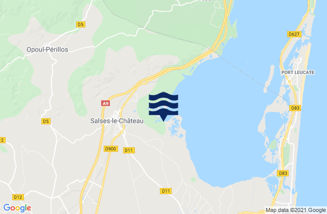 Rivesaltes, Franceの潮見表地図