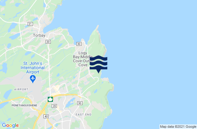 Roche Bay, Canadaの潮見表地図