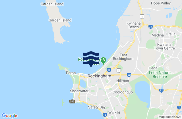 Rockingham, Australiaの潮見表地図