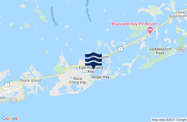 Rockland Key Rockland Channel Bridge, United Statesの潮見表地図