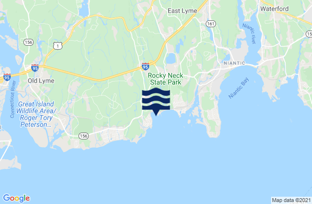 Rocky Neck, United Statesの潮見表地図