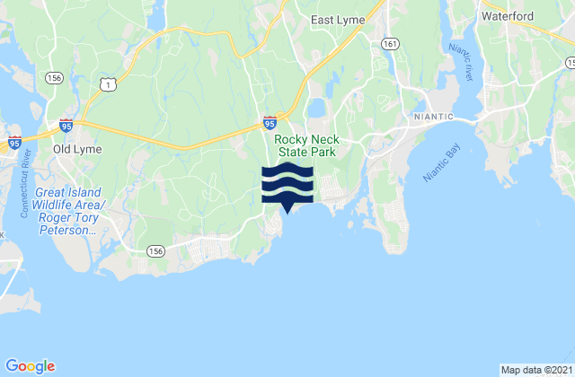 Rocky Neck State Park Bathing Beach, United Statesの潮見表地図