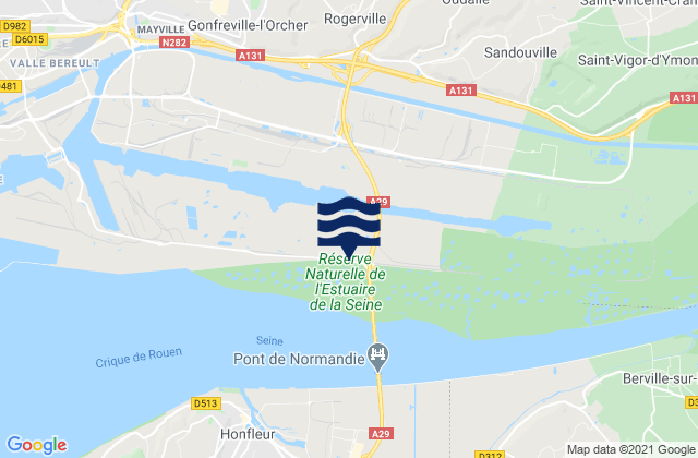 Rogerville, Franceの潮見表地図
