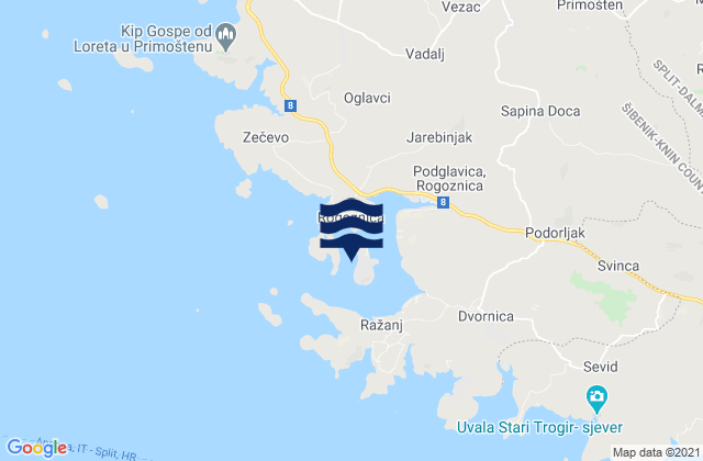 Rogoznica, Croatiaの潮見表地図