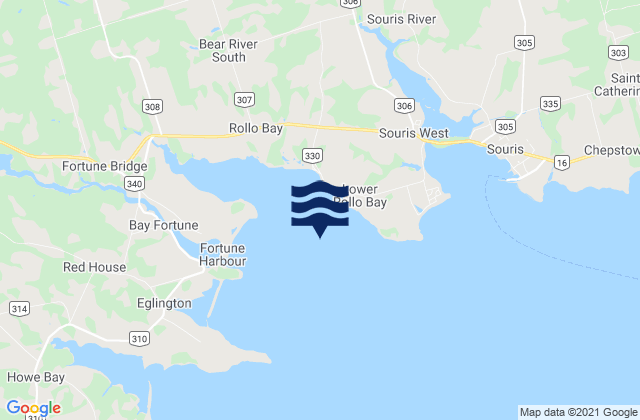 Rollo Bay, Canadaの潮見表地図