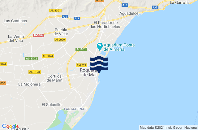 Roquetas de Mar, Spainの潮見表地図