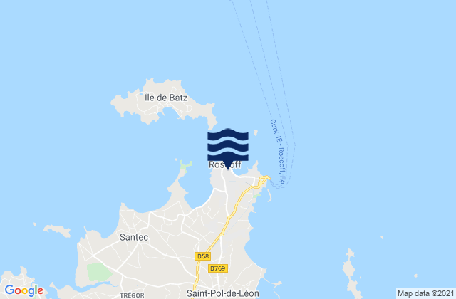 Roscoff, Franceの潮見表地図