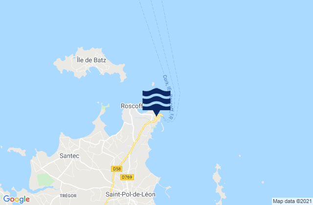 Roscoff Port, Franceの潮見表地図