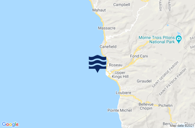 Roseau, Martiniqueの潮見表地図