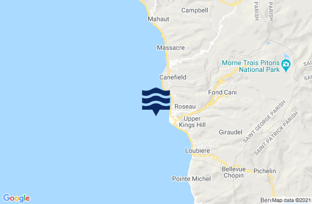 Roseau, Dominicaの潮見表地図