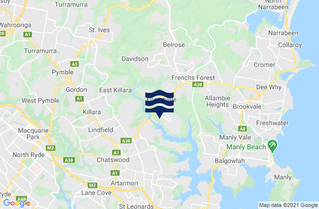 Roseville Chase, Australiaの潮見表地図