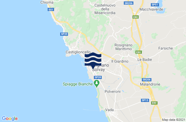 Rosignano Solvay-Castiglioncello, Italyの潮見表地図