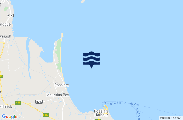 Rosslare Bay, Irelandの潮見表地図