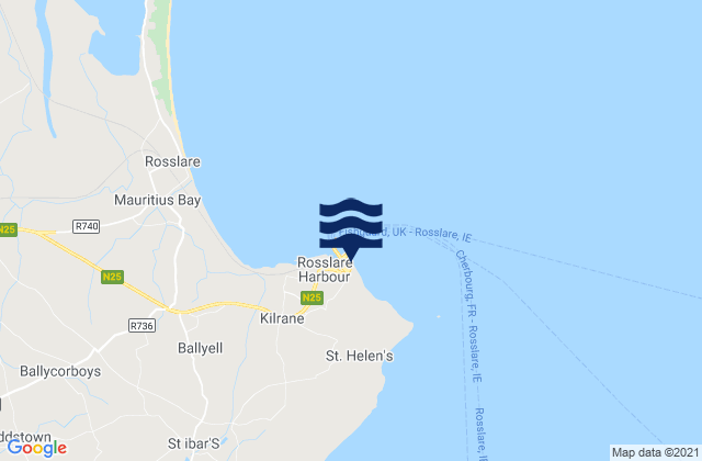 Rosslare Port, Irelandの潮見表地図