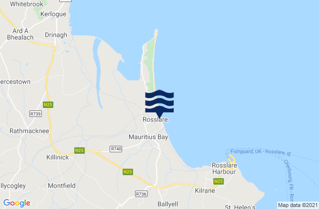 Rosslare, Irelandの潮見表地図