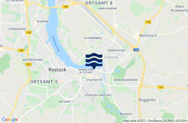 Rostock, Germanyの潮見表地図