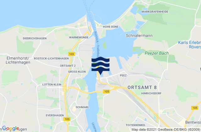 Rostock Port, Germanyの潮見表地図