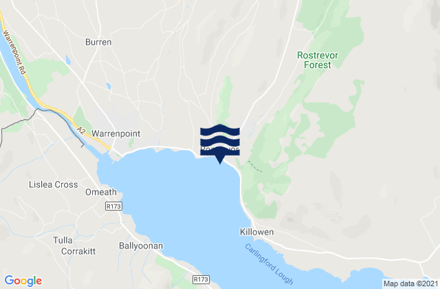 Rostrevor, United Kingdomの潮見表地図