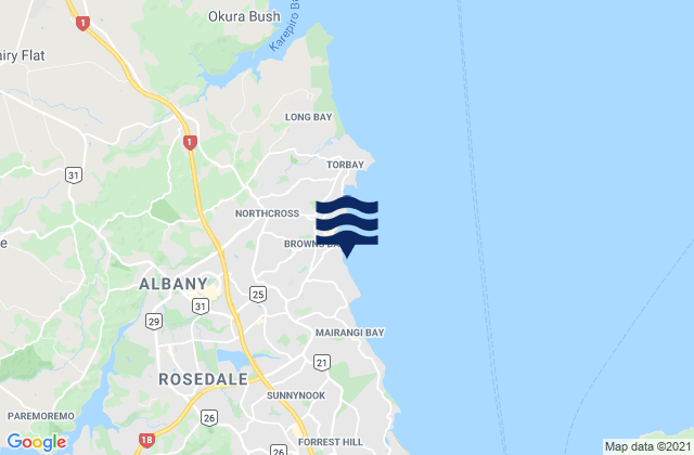 Rothesay Bay, New Zealandの潮見表地図