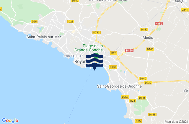 Royan (Gironde River), Franceの潮見表地図