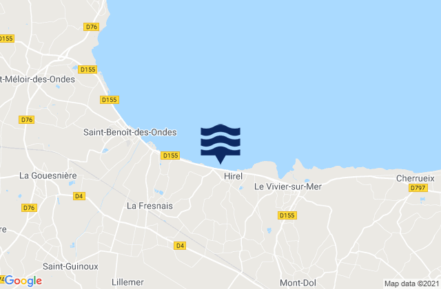 Roz-Landrieux, Franceの潮見表地図